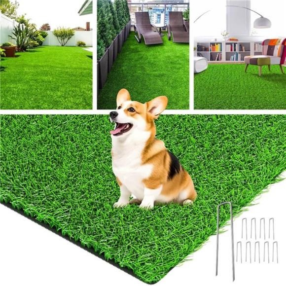 Realistic Artificial Grass Rug Dog Grass Mat with Drainage Holes 4 Feet x 6 Feet - Picture 1 of 7